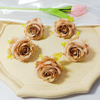 Têtes de Roses Artificielles 5cm, Lot de 5, Style Rétro Français, Réalisme Saisissant pour Mariage, DIY, Corsage, Décoration Champêtre