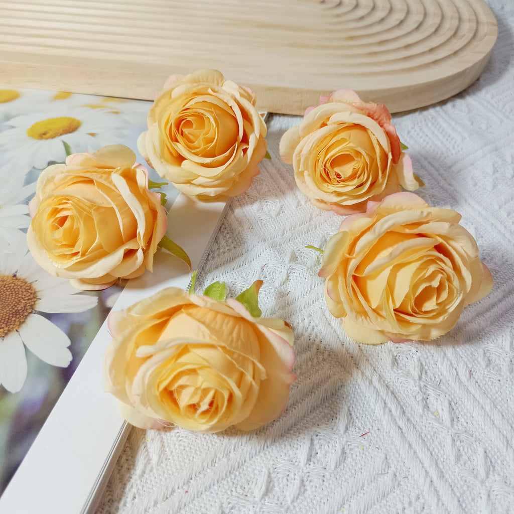 Têtes de Roses Artificielles 5cm, Lot de 5, Style Rétro Français, Réalisme Saisissant pour Mariage, DIY, Corsage, Décoration Champêtre