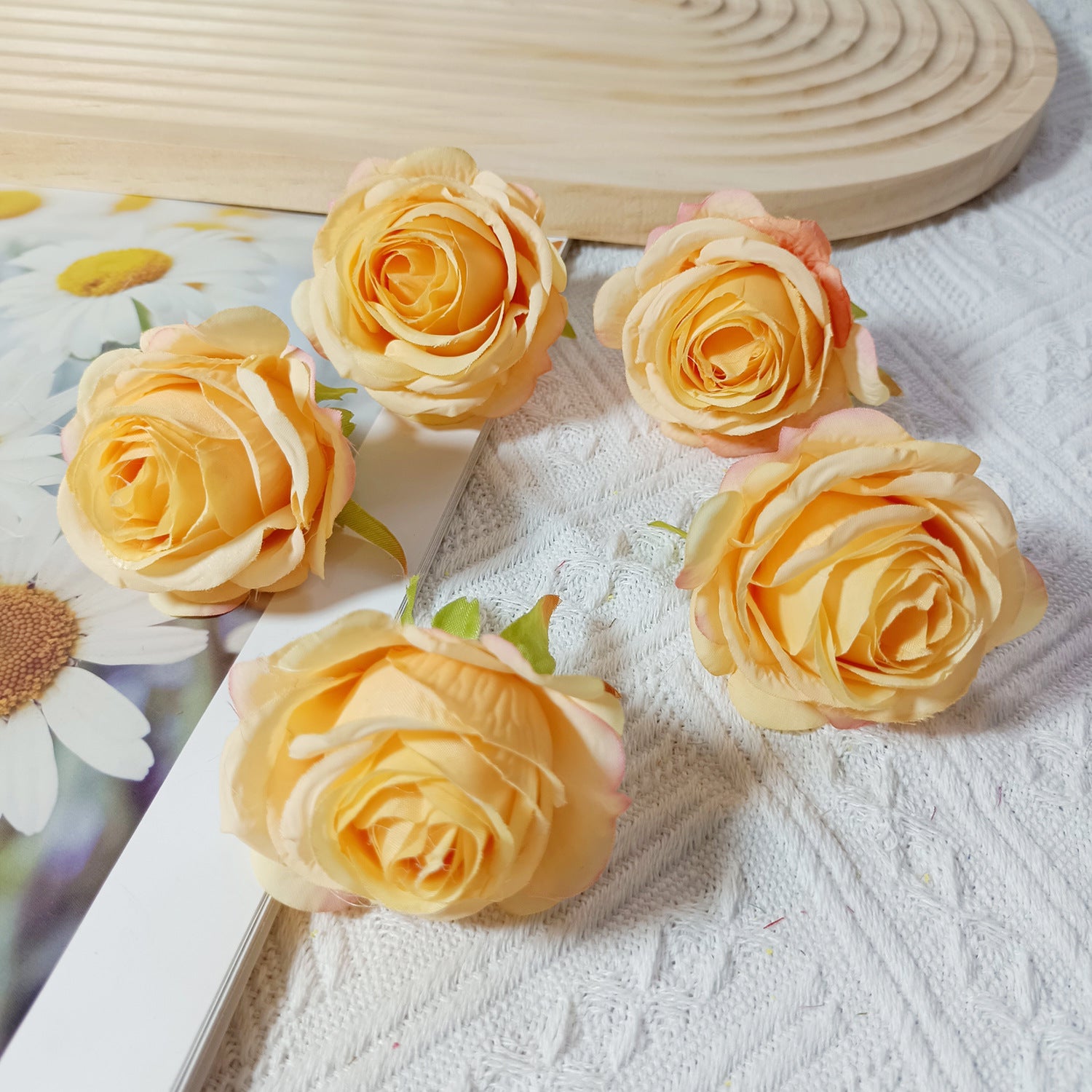 Têtes de Roses Artificielles 5cm, Lot de 5, Style Rétro Français, Réalisme Saisissant pour Mariage, DIY, Corsage, Décoration Champêtre
