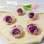 Têtes de Roses Artificielles 5cm, Lot de 5, Style Rétro Français, Réalisme Saisissant pour Mariage, DIY, Corsage, Décoration Champêtre