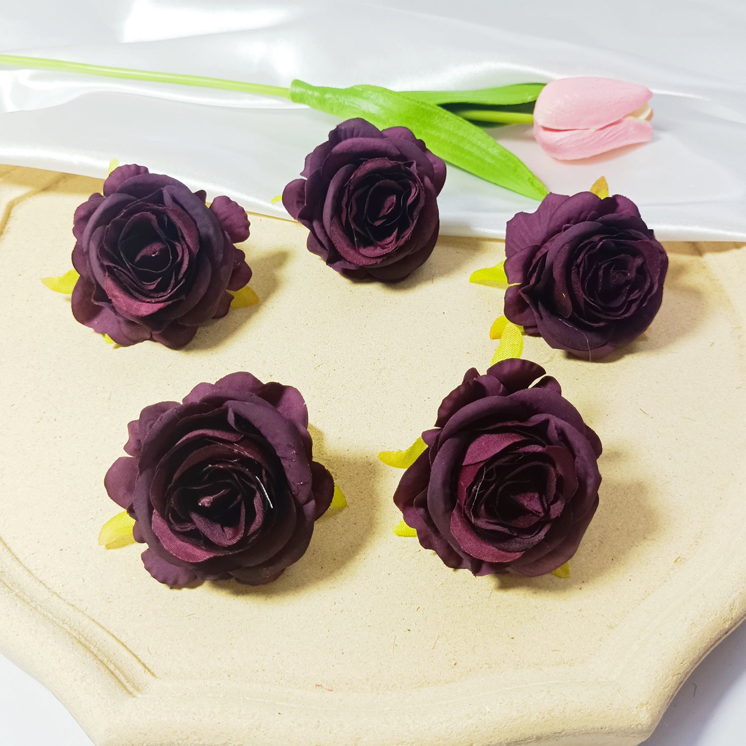 Têtes de Roses Artificielles 5cm, Lot de 5, Style Rétro Français, Réalisme Saisissant pour Mariage, DIY, Corsage, Décoration Champêtre