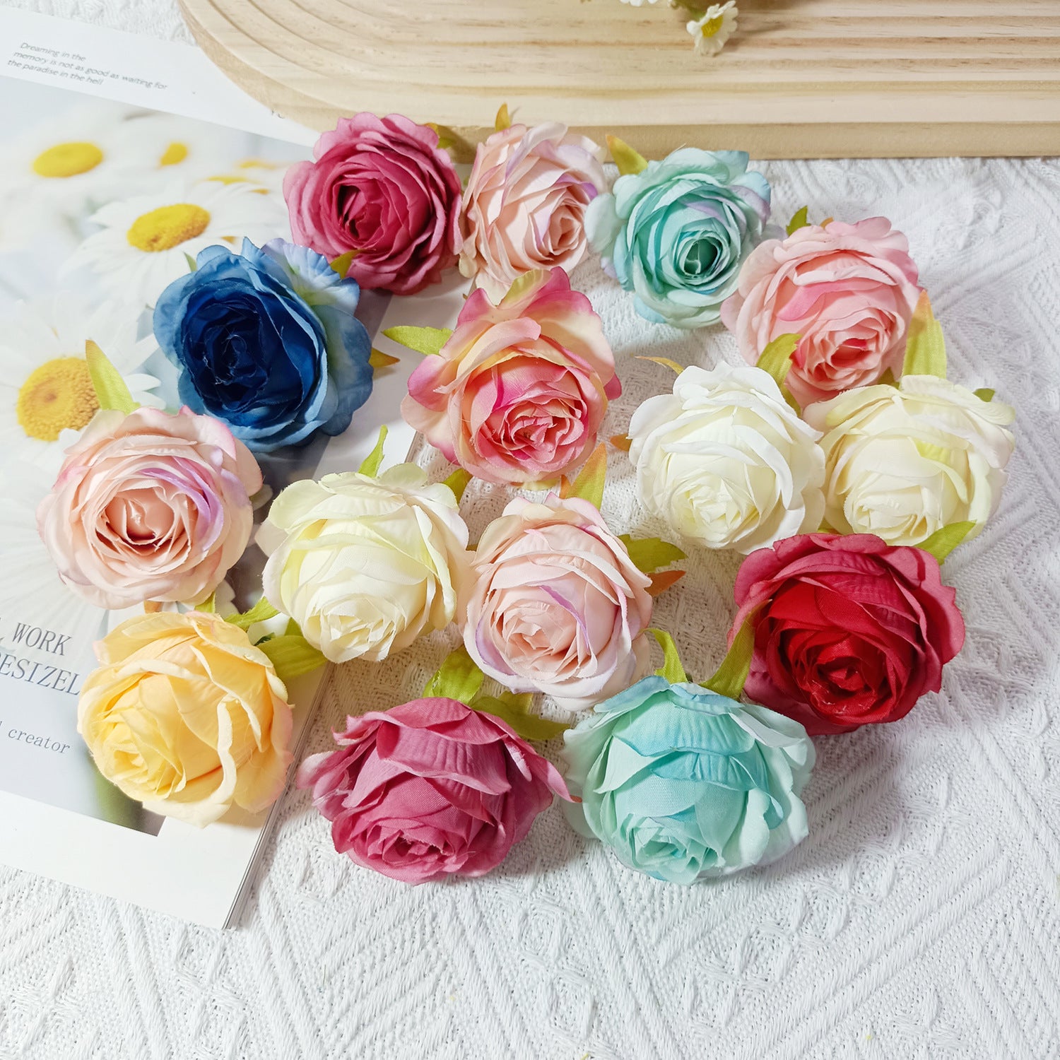 Têtes de Roses Artificielles 5cm, Lot de 5, Style Rétro Français, Réalisme Saisissant pour Mariage, DIY, Corsage, Décoration Champêtre