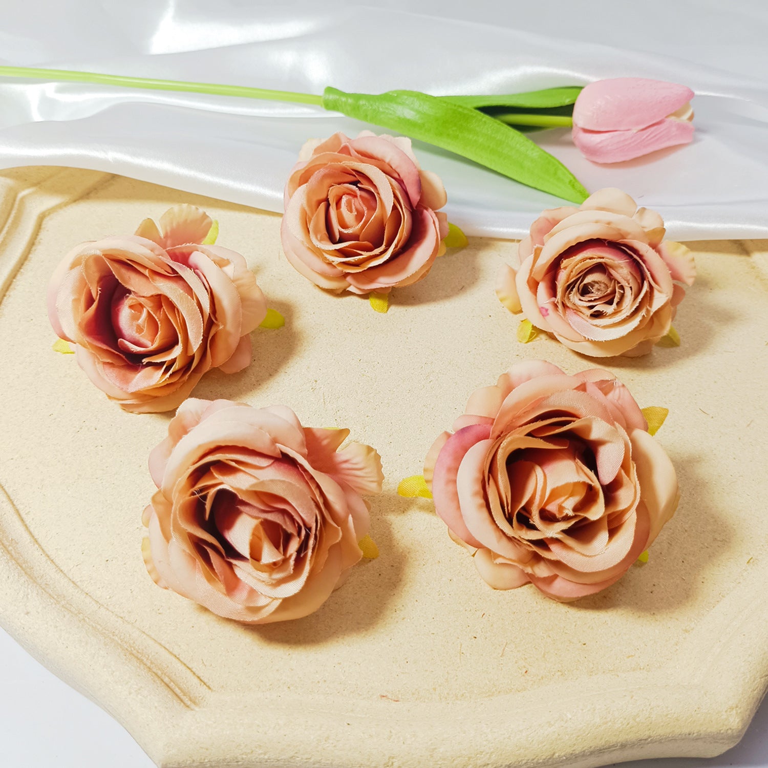 Têtes de Roses Artificielles 5cm, Lot de 5, Style Rétro Français, Réalisme Saisissant pour Mariage, DIY, Corsage, Décoration Champêtre