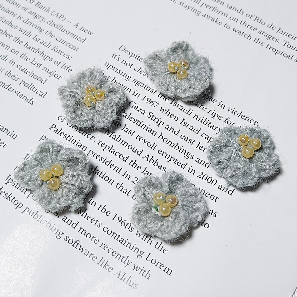 Lot de 5 Petites Fleurs en Laine Tricotées, 3 cm, Style Marguerite Fait Main, Déco Bohème Champêtre pour Mariage, DIY, Scrapbooking, Accessoires