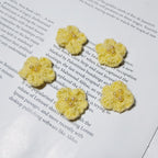 Lot de 5 Petites Fleurs en Laine Tricotées, 3 cm, Style Marguerite Fait Main, Déco Bohème Champêtre pour Mariage, DIY, Scrapbooking, Accessoires