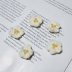 Lot de 5 Petites Fleurs en Laine Tricotées, 3 cm, Style Marguerite Fait Main, Déco Bohème Champêtre pour Mariage, DIY, Scrapbooking, Accessoires