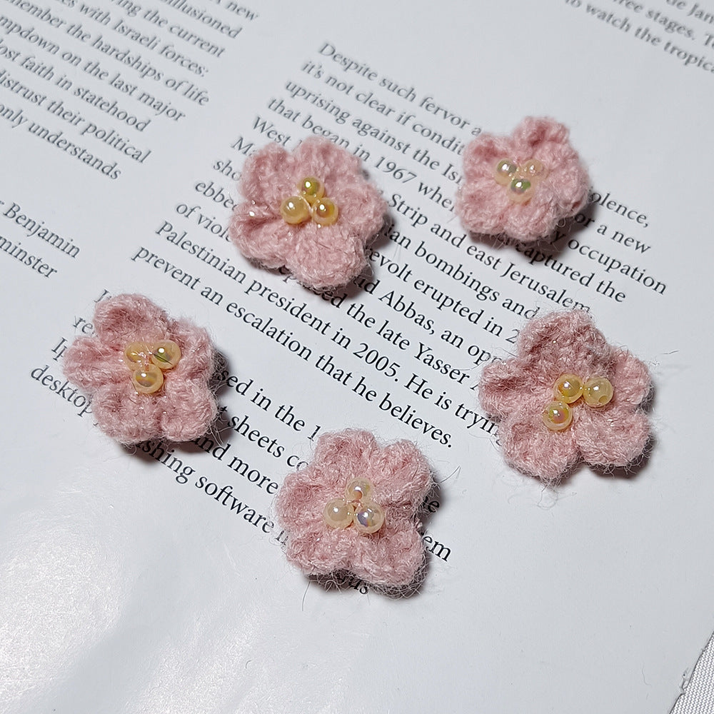 Lot de 5 Petites Fleurs en Laine Tricotées, 3 cm, Style Marguerite Fait Main, Déco Bohème Champêtre pour Mariage, DIY, Scrapbooking, Accessoires