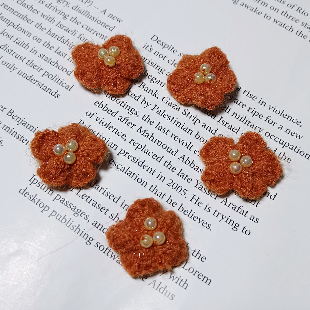 Lot de 5 Petites Fleurs en Laine Tricotées, 3 cm, Style Marguerite Fait Main, Déco Bohème Champêtre pour Mariage, DIY, Scrapbooking, Accessoires