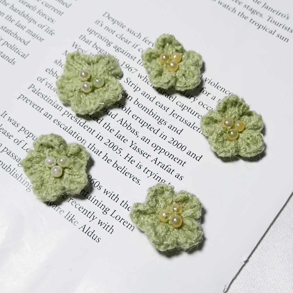 Lot de 5 Petites Fleurs en Laine Tricotées, 3 cm, Style Marguerite Fait Main, Déco Bohème Champêtre pour Mariage, DIY, Scrapbooking, Accessoires