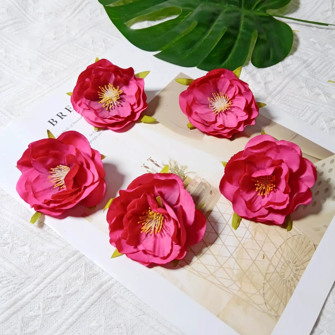 Tête de Camélia Artificielle 6 cm, Fleur Ultra-Réaliste au Charme Français, pour DIY Mariage, Déco Maison, Accessoire Cheveux, Bricolage