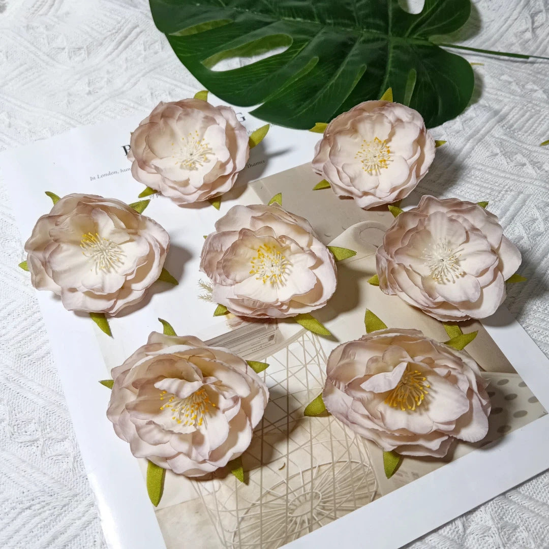 Tête de Camélia Artificielle 6 cm, Fleur Ultra-Réaliste au Charme Français, pour DIY Mariage, Déco Maison, Accessoire Cheveux, Bricolage