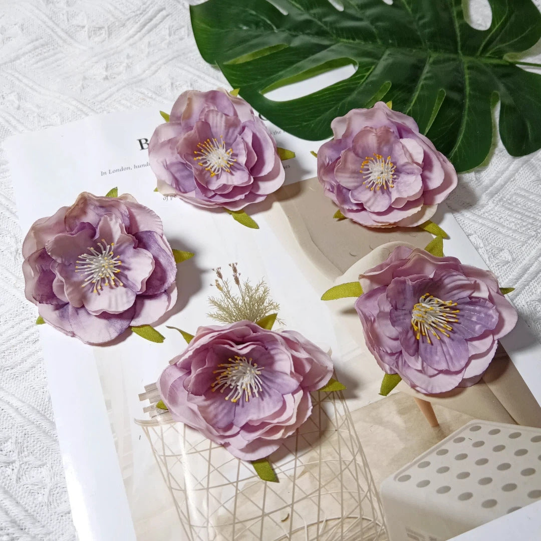 Tête de Camélia Artificielle 6 cm, Fleur Ultra-Réaliste au Charme Français, pour DIY Mariage, Déco Maison, Accessoire Cheveux, Bricolage