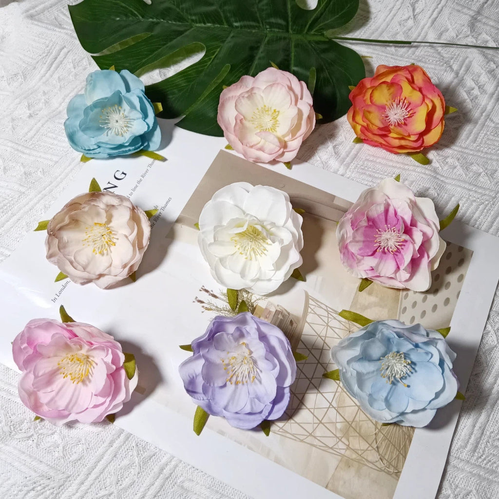Tête de Camélia Artificielle 6 cm, Fleur Ultra-Réaliste au Charme Français, pour DIY Mariage, Déco Maison, Accessoire Cheveux, Bricolage