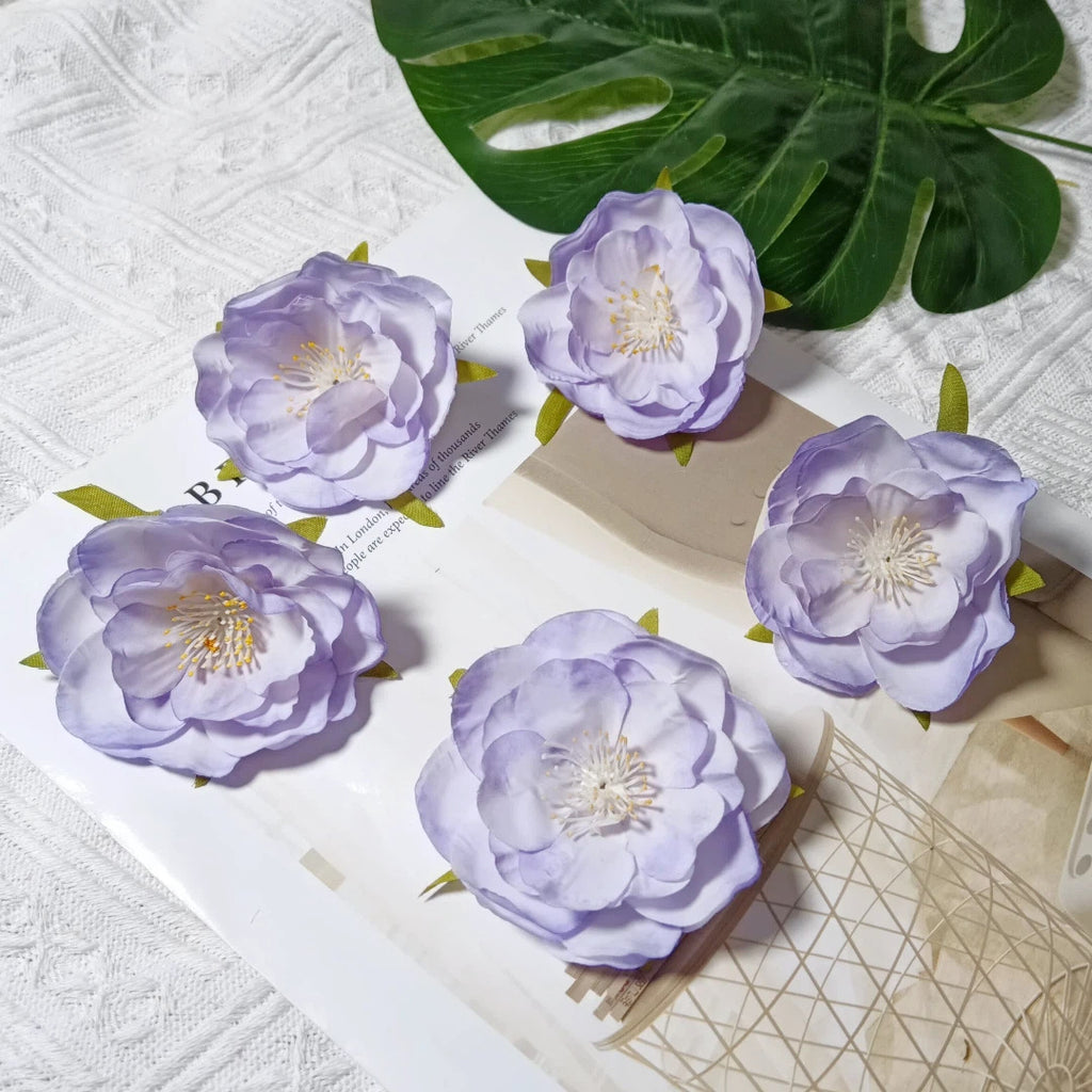 Tête de Camélia Artificielle 6 cm, Fleur Ultra-Réaliste au Charme Français, pour DIY Mariage, Déco Maison, Accessoire Cheveux, Bricolage