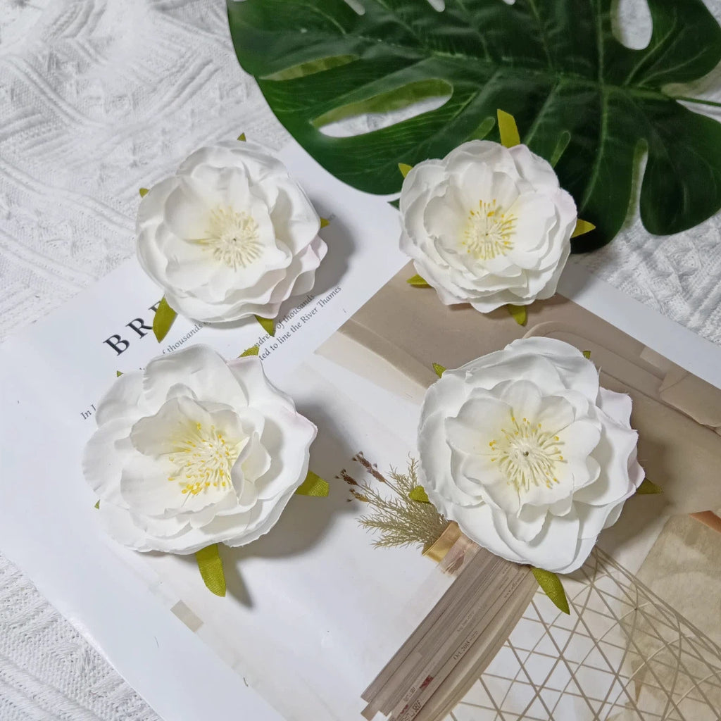Tête de Camélia Artificielle 6 cm, Fleur Ultra-Réaliste au Charme Français, pour DIY Mariage, Déco Maison, Accessoire Cheveux, Bricolage
