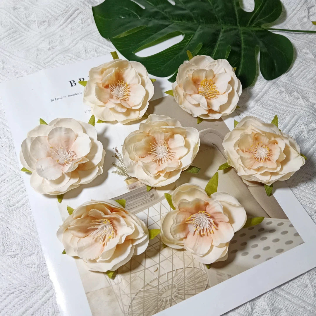 Tête de Camélia Artificielle 6 cm, Fleur Ultra-Réaliste au Charme Français, pour DIY Mariage, Déco Maison, Accessoire Cheveux, Bricolage