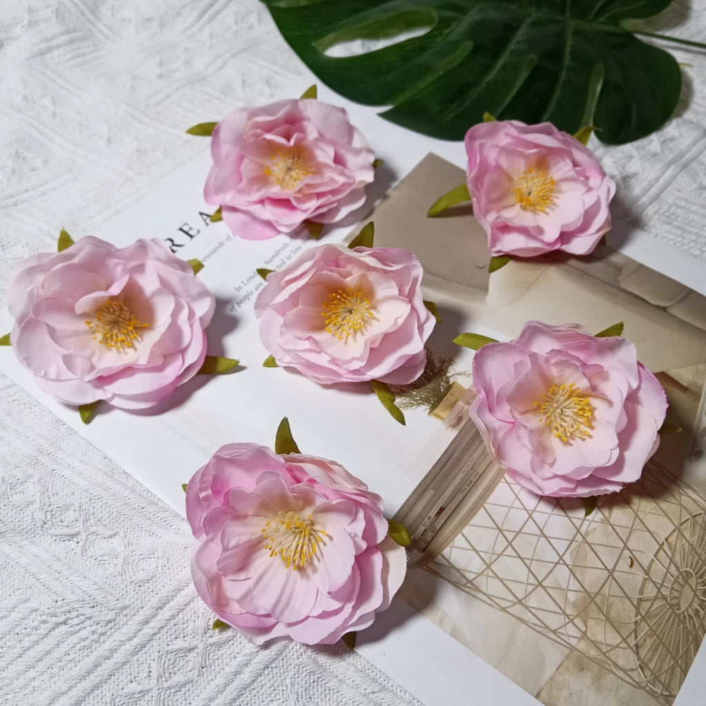 Tête de Camélia Artificielle 6 cm, Fleur Ultra-Réaliste au Charme Français, pour DIY Mariage, Déco Maison, Accessoire Cheveux, Bricolage