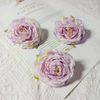 Lot de 3 Têtes de Camélia Artificiel 7cm, Fleur Pivoine Rétro pour DIY Mariage, Corsage, Déco Murale, Ambiance Sud de la France