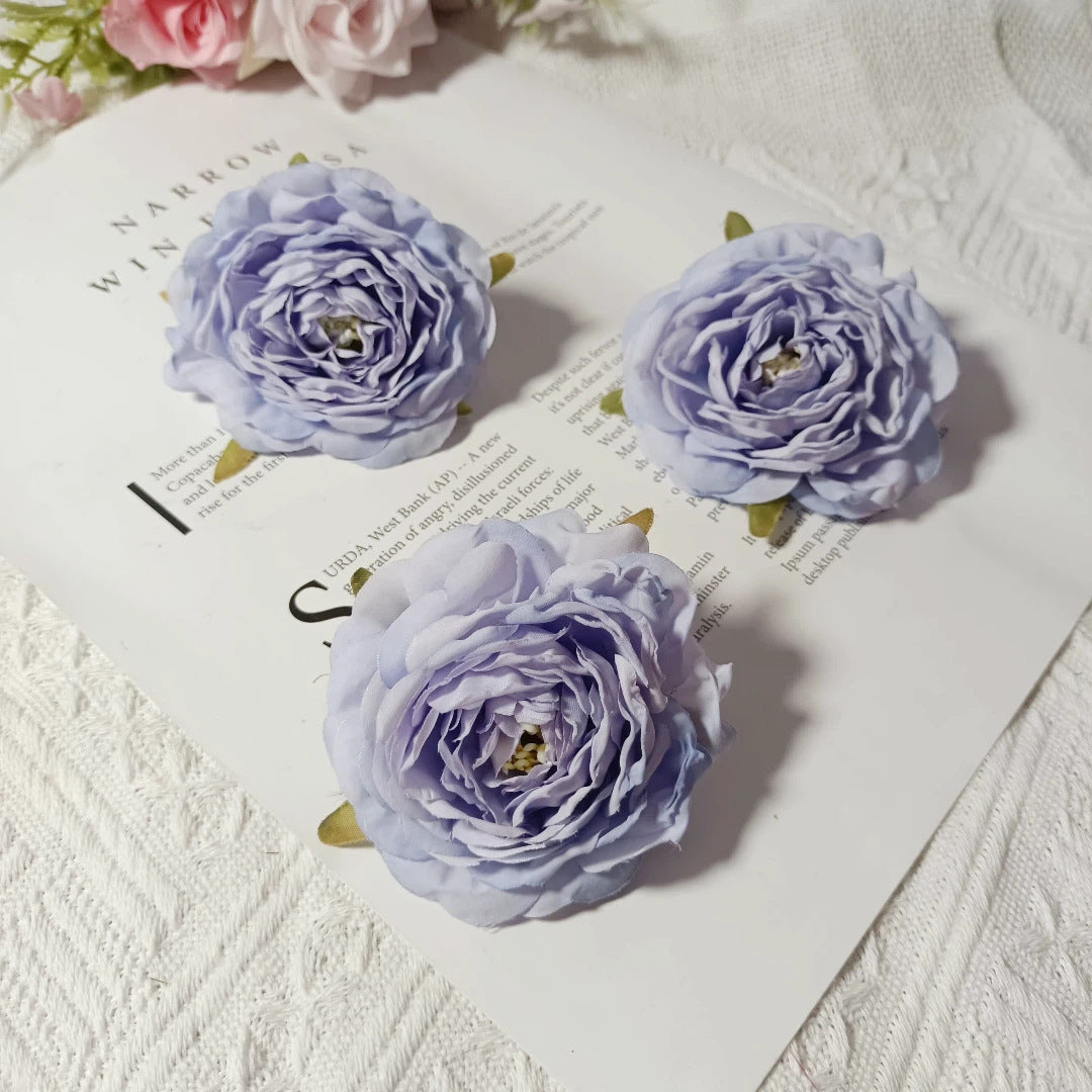 Lot de 3 Têtes de Camélia Artificiel 7cm, Fleur Pivoine Rétro pour DIY Mariage, Corsage, Déco Murale, Ambiance Sud de la France