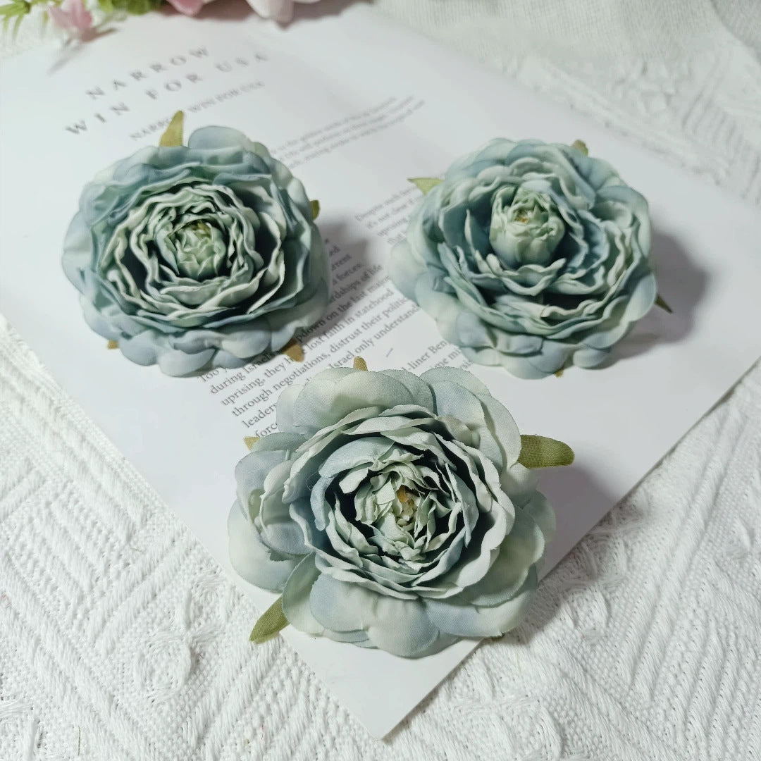 Lot de 3 Têtes de Camélia Artificiel 7cm, Fleur Pivoine Rétro pour DIY Mariage, Corsage, Déco Murale, Ambiance Sud de la France
