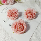 Lot de 3 Têtes de Camélia Artificiel 7cm, Fleur Pivoine Rétro pour DIY Mariage, Corsage, Déco Murale, Ambiance Sud de la France
