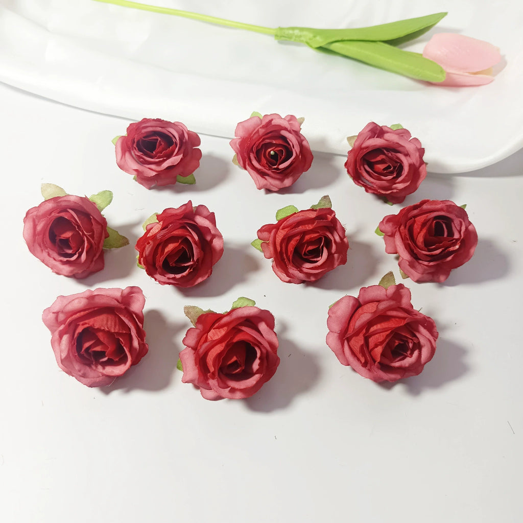 Lot Têtes de Mini Roses Artificielles 4cm, Fleur Qualité Supérieure pour DIY, Décoration Mariage Champêtre, Corsage, Bricolage Floral