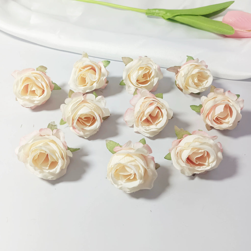 Lot Têtes de Mini Roses Artificielles 4cm, Fleur Qualité Supérieure pour DIY, Décoration Mariage Champêtre, Corsage, Bricolage Floral