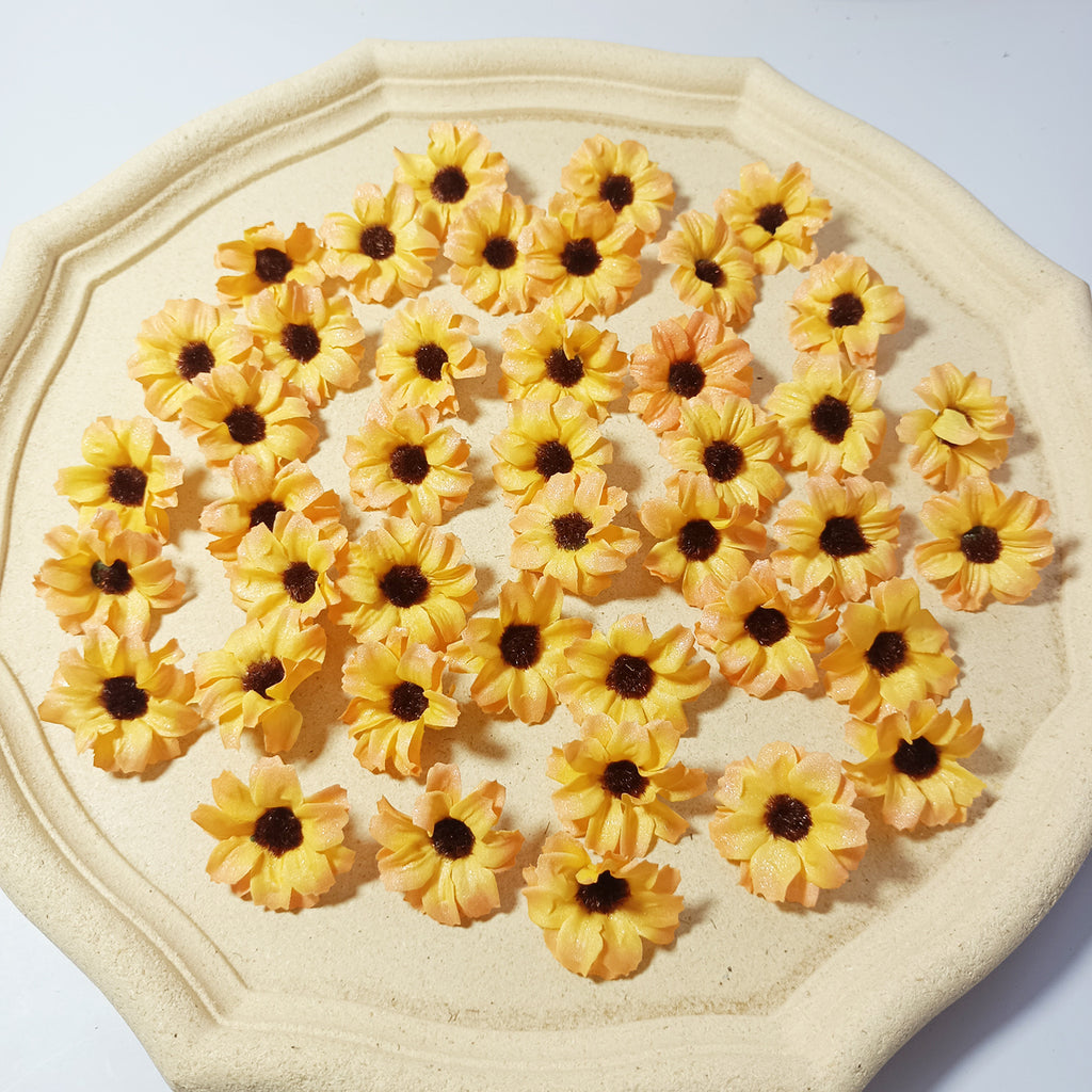 Petits Cœurs de Marguerite en Soie, 3,5 cm, Décorations Écologiques, Idéal pour Mariages, DIY, Décor de Maison, Cadeaux
