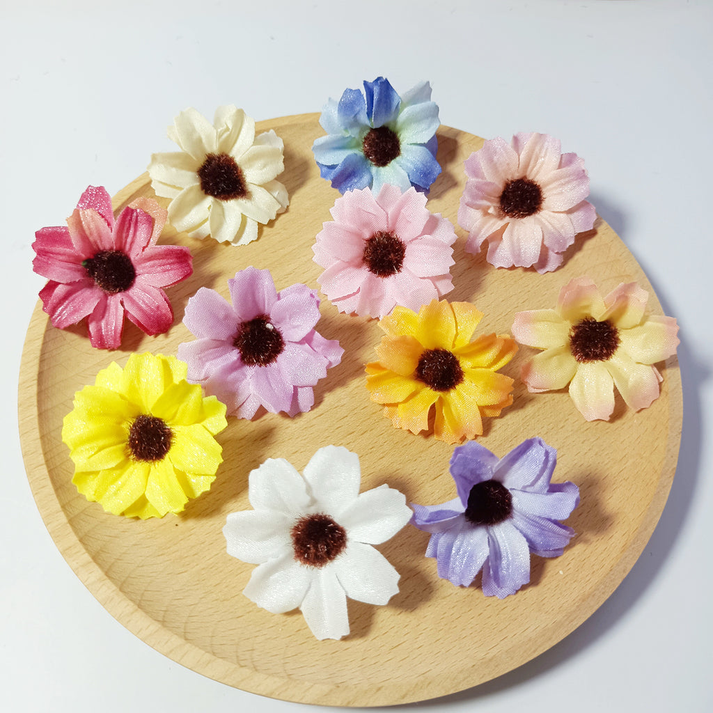Petits Cœurs de Marguerite en Soie, 3,5 cm, Décorations Écologiques, Idéal pour Mariages, DIY, Décor de Maison, Cadeaux