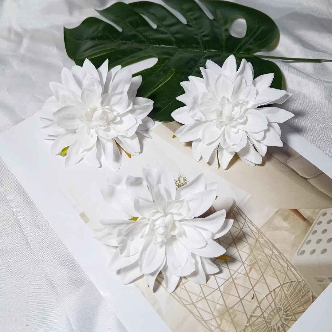 Lot de 3 Têtes de Dahlia Artificielles 10 cm, Style Rétro Français, Aspect Naturel pour Création DIY, Mariage Champêtre, Décoration