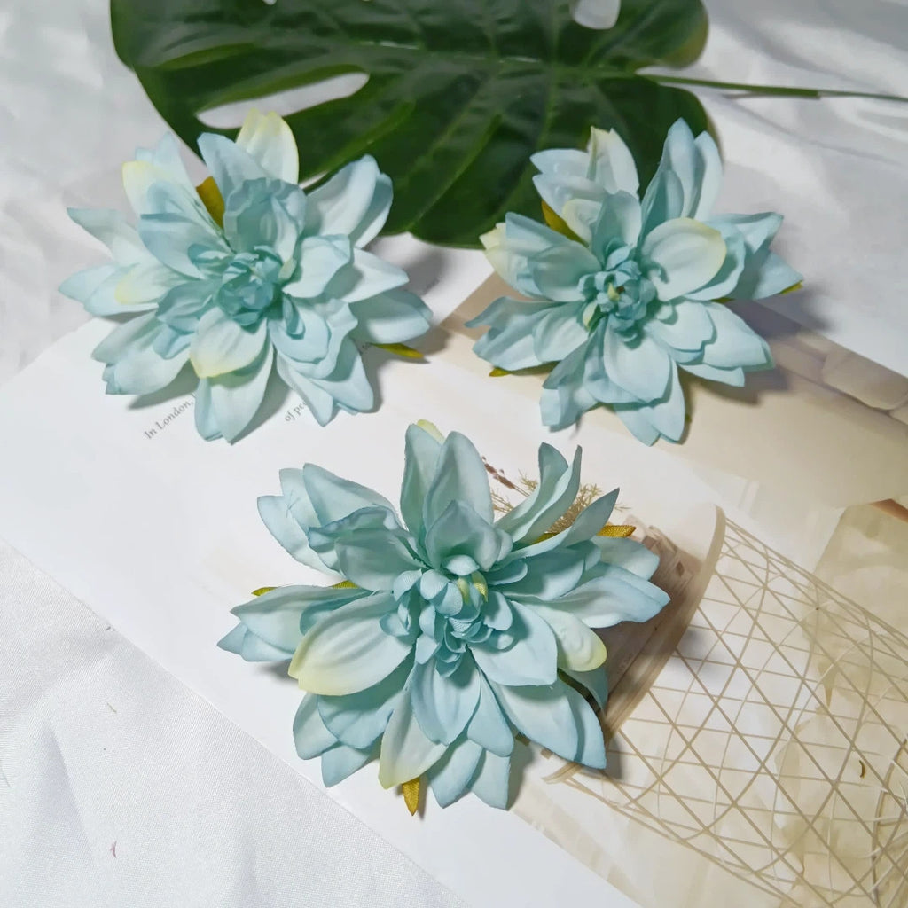 Lot de 3 Têtes de Dahlia Artificielles 10 cm, Style Rétro Français, Aspect Naturel pour Création DIY, Mariage Champêtre, Décoration