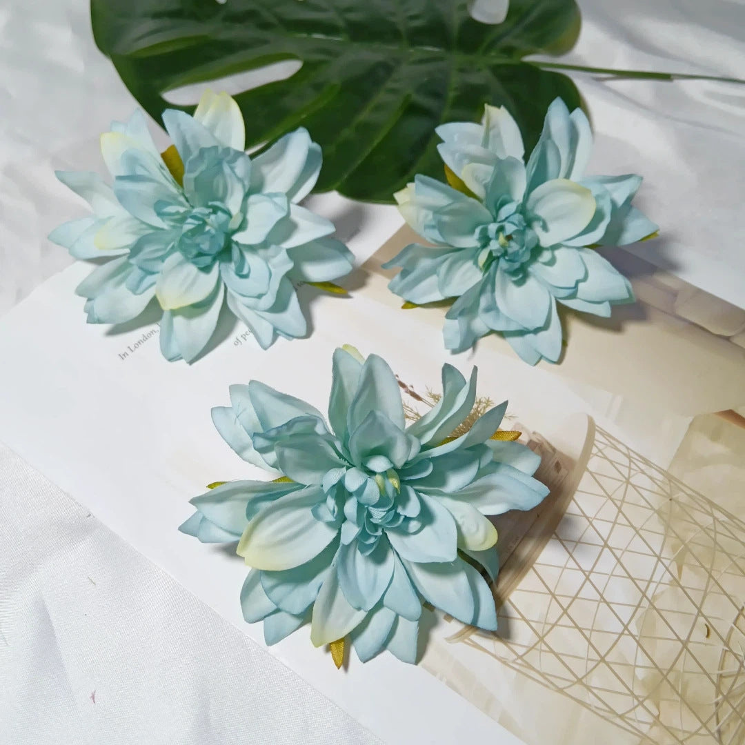 Lot de 3 Têtes de Dahlia Artificielles 10 cm, Style Rétro Français, Aspect Naturel pour Création DIY, Mariage Champêtre, Décoration