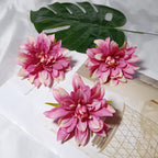 Lot de 3 Têtes de Dahlia Artificielles 10 cm, Style Rétro Français, Aspect Naturel pour Création DIY, Mariage Champêtre, Décoration