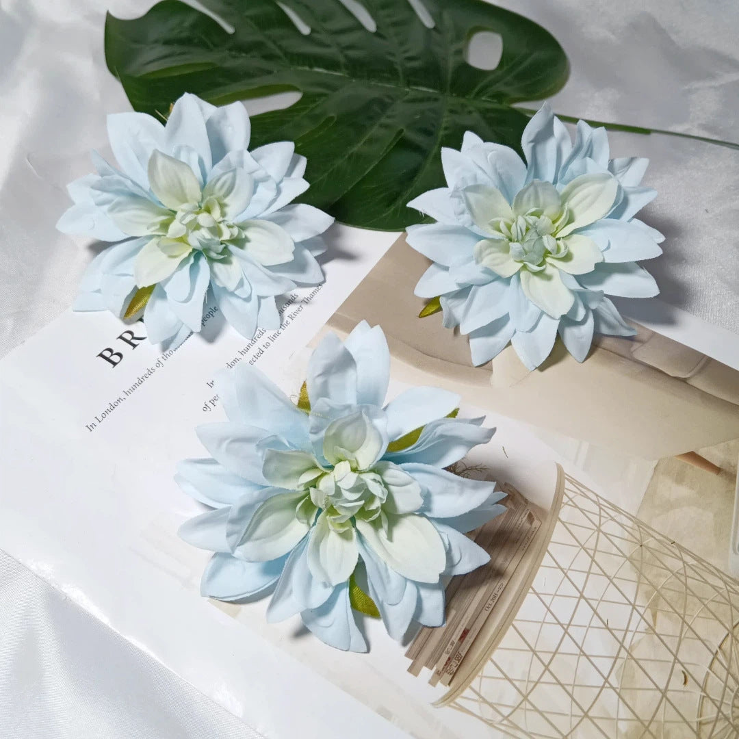 Lot de 3 Têtes de Dahlia Artificielles 10 cm, Style Rétro Français, Aspect Naturel pour Création DIY, Mariage Champêtre, Décoration