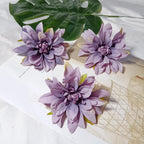 Lot de 3 Têtes de Dahlia Artificielles 10 cm, Style Rétro Français, Aspect Naturel pour Création DIY, Mariage Champêtre, Décoration