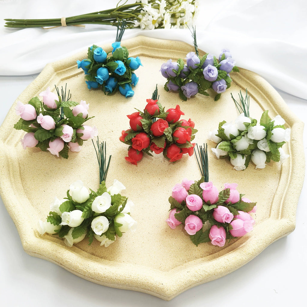 Bouquet de 12 Mini Fleurs de Grenadier Artificielles, 2cm, Esprit Champêtre Rétro, pour Décoration, Mariage, DIY