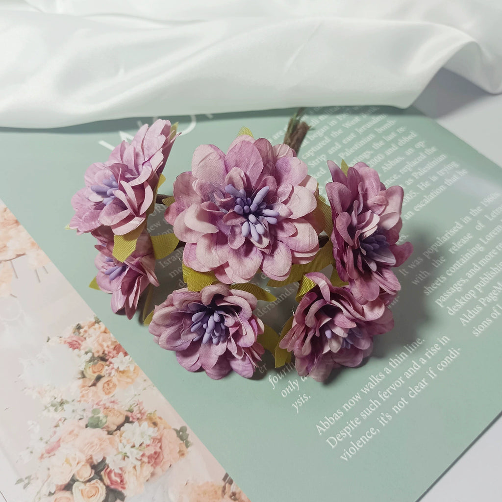 Bouquet de Dahlia Miniature en Faux, 11cm, Éléments DIY, Décoration Élégante pour Mariage, Maison, Terrasses, Cadeaux
