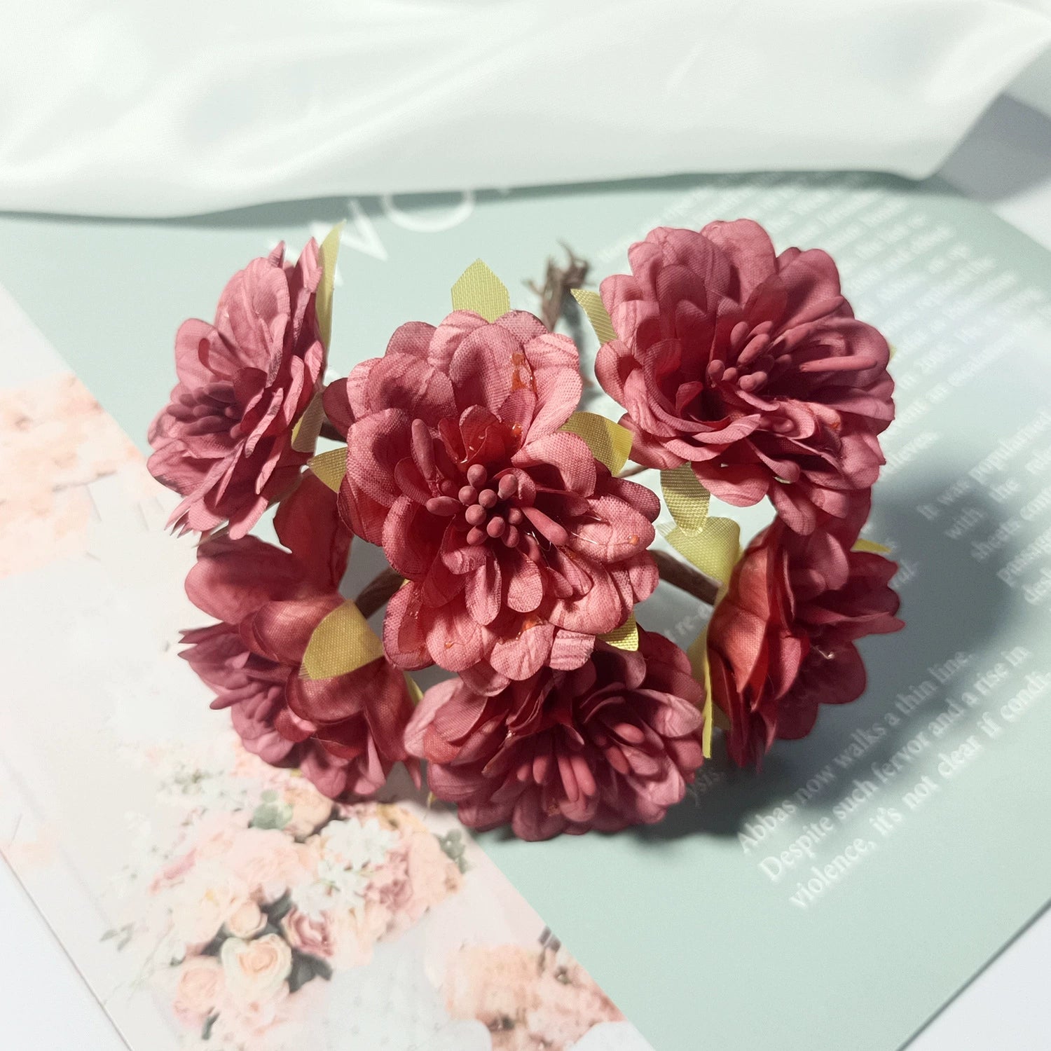 Bouquet de Dahlia Miniature en Faux, 11cm, Éléments DIY, Décoration Élégante pour Mariage, Maison, Terrasses, Cadeaux