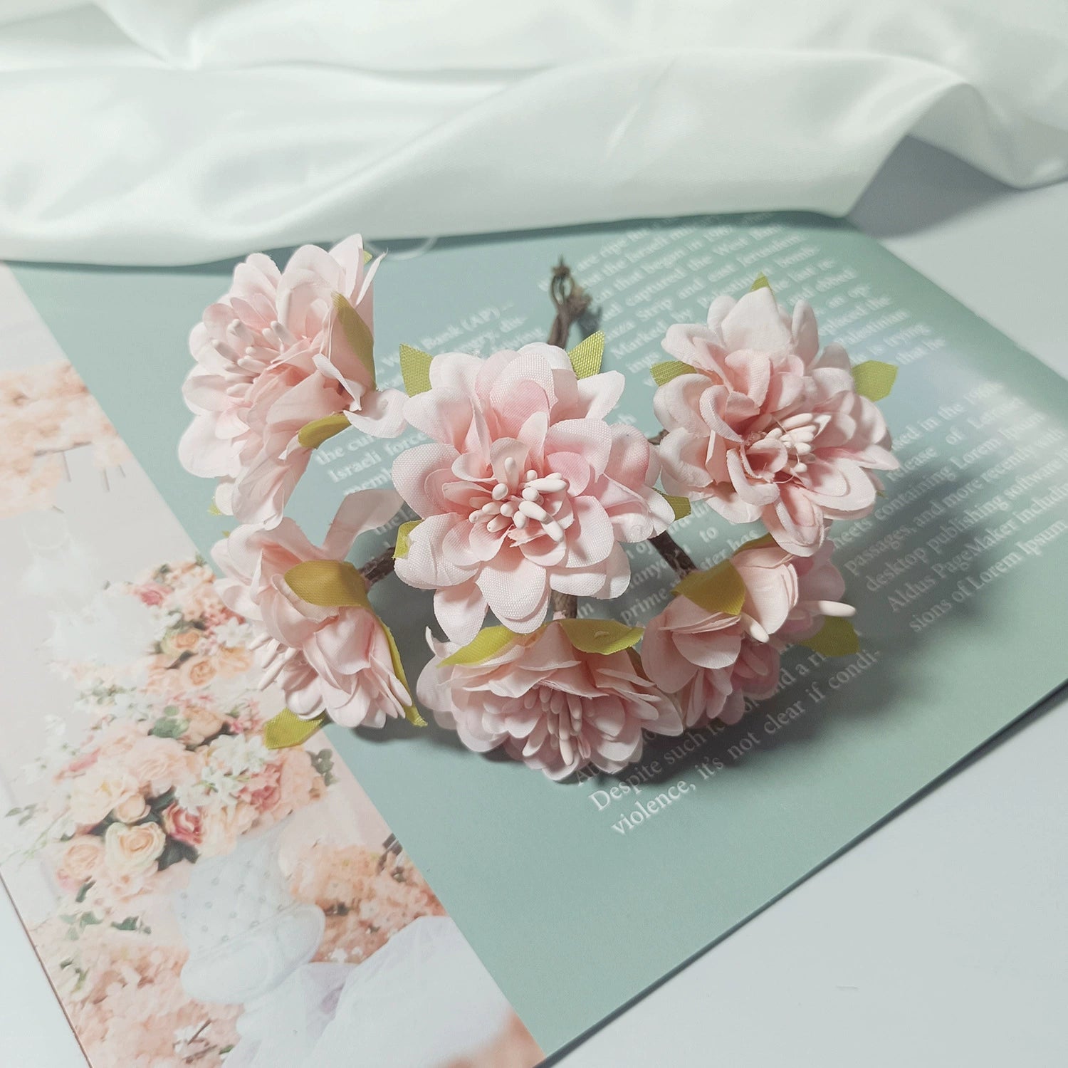 Bouquet de Dahlia Miniature en Faux, 11cm, Éléments DIY, Décoration Élégante pour Mariage, Maison, Terrasses, Cadeaux