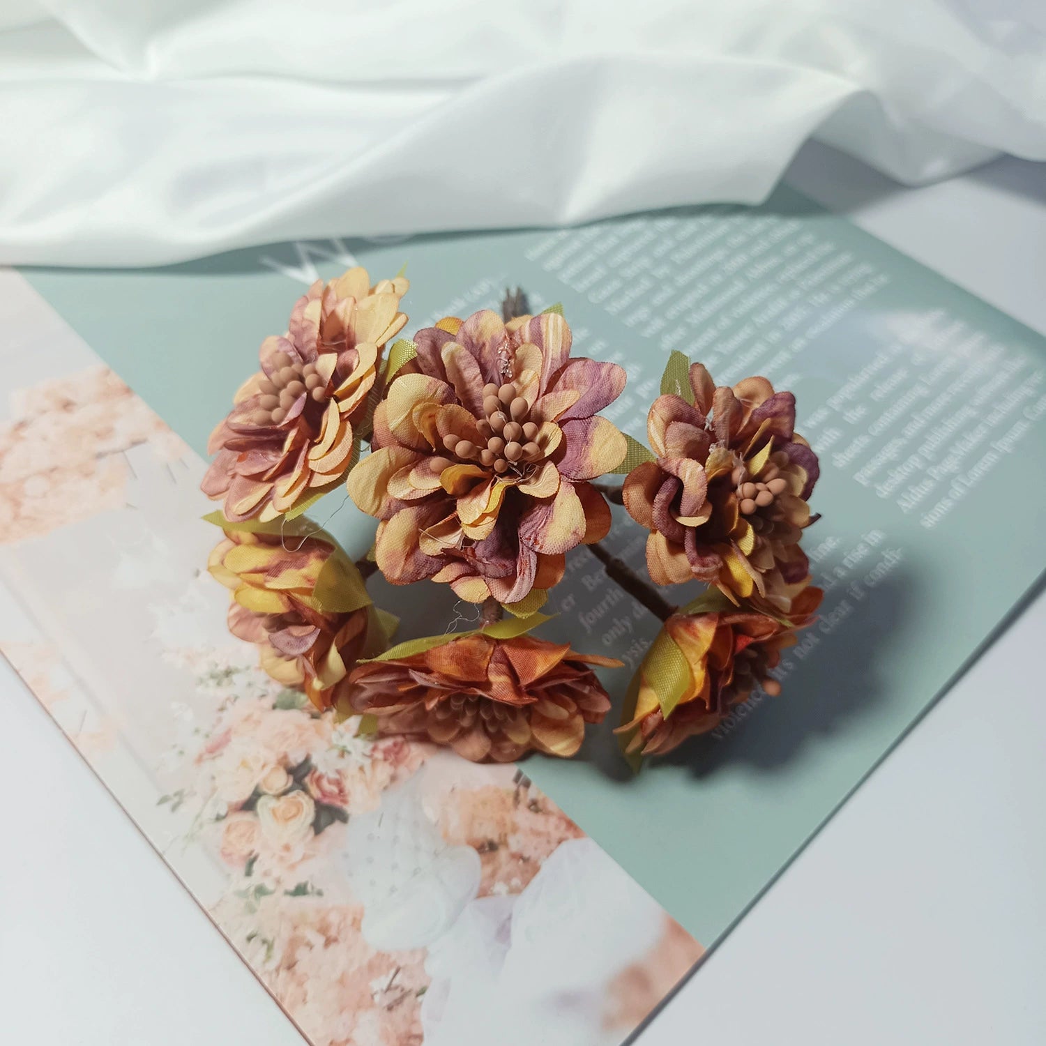 Bouquet de Dahlia Miniature en Faux, 11cm, Éléments DIY, Décoration Élégante pour Mariage, Maison, Terrasses, Cadeaux