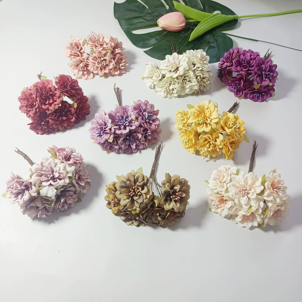 Bouquet de Dahlia Miniature en Faux, 11cm, Éléments DIY, Décoration Élégante pour Mariage, Maison, Terrasses, Cadeaux