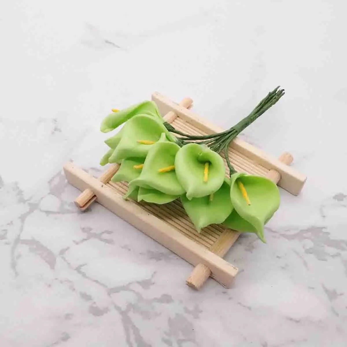 Mini Arums Artificiels (Calla), Petit Bouquet 11 cm, Idéal pour DIY Mariage, Corsage, Décoration Cadeau, Style Champêtre Chic