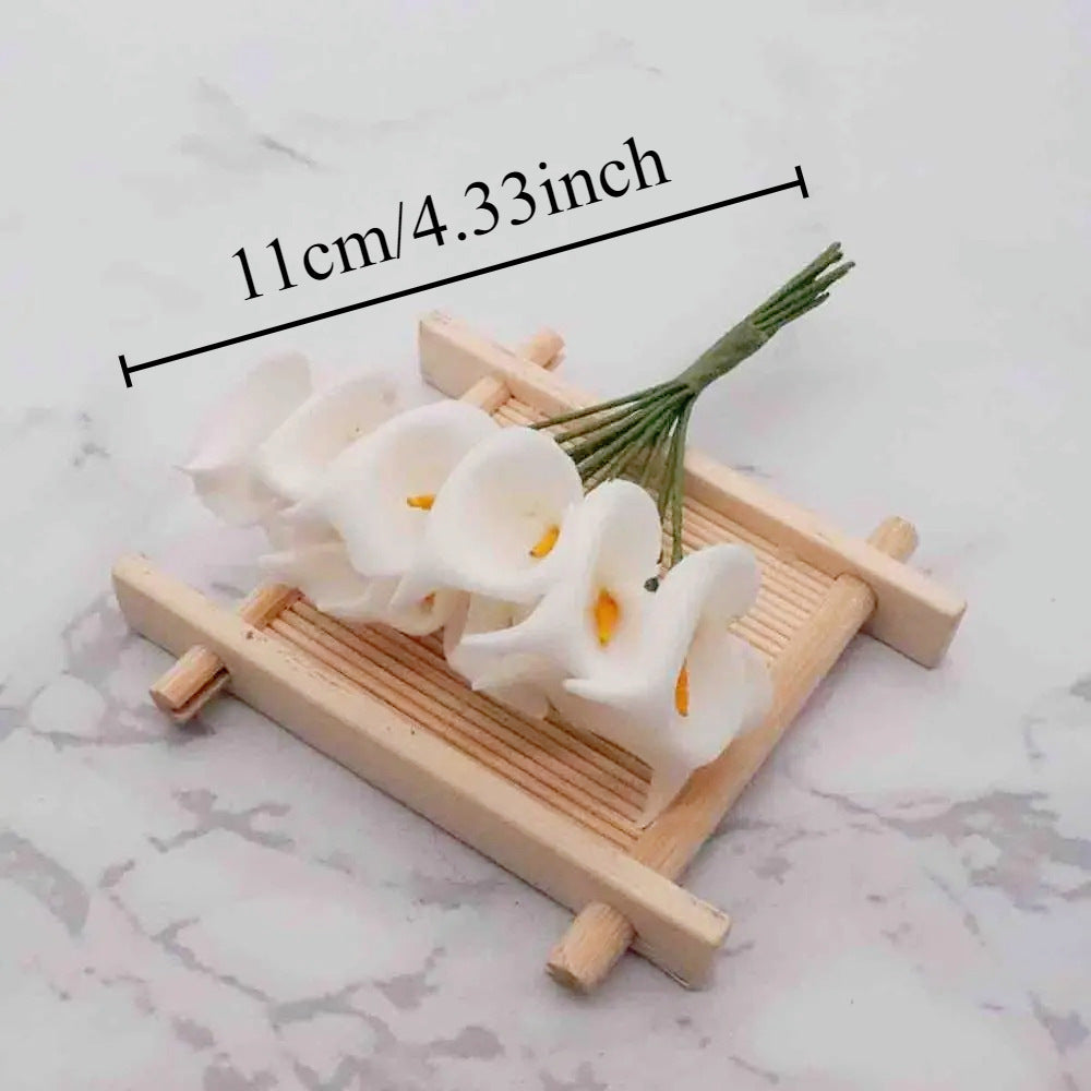 Mini Arums Artificiels (Calla), Petit Bouquet 11 cm, Idéal pour DIY Mariage, Corsage, Décoration Cadeau, Style Champêtre Chic