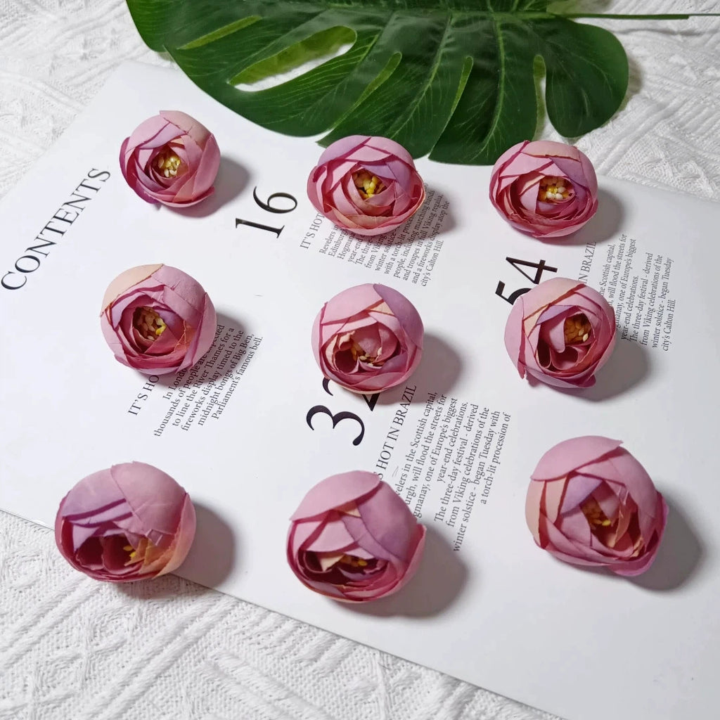 Lot de 10 Boutons de Rose Thé Rétro, 3,5cm, Qualité Réaliste pour DIY Mariage, Déco Champêtre, Guirlande, Ambiance Bohème Chic