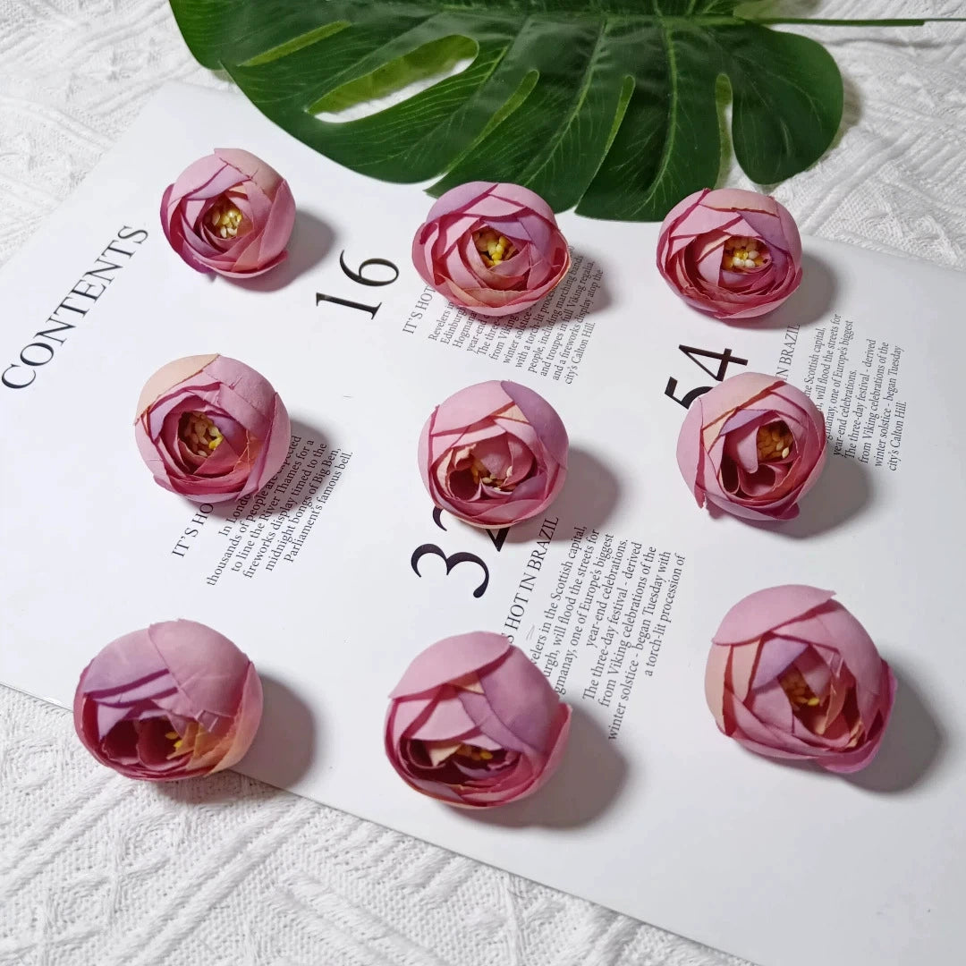 Lot de 10 Boutons de Rose Thé Rétro, 3,5cm, Qualité Réaliste pour DIY Mariage, Déco Champêtre, Guirlande, Ambiance Bohème Chic