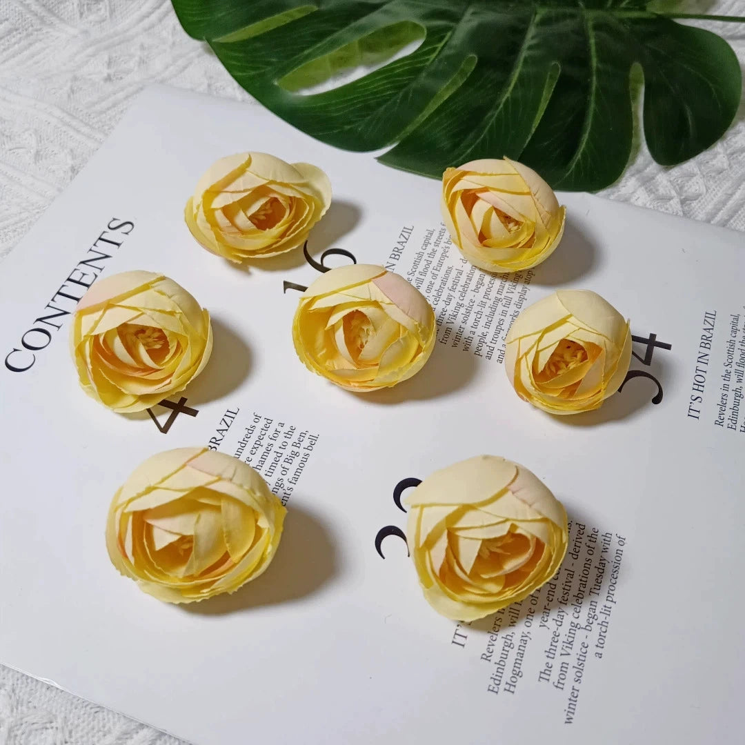 Lot de 10 Boutons de Rose Thé Rétro, 3,5cm, Qualité Réaliste pour DIY Mariage, Déco Champêtre, Guirlande, Ambiance Bohème Chic