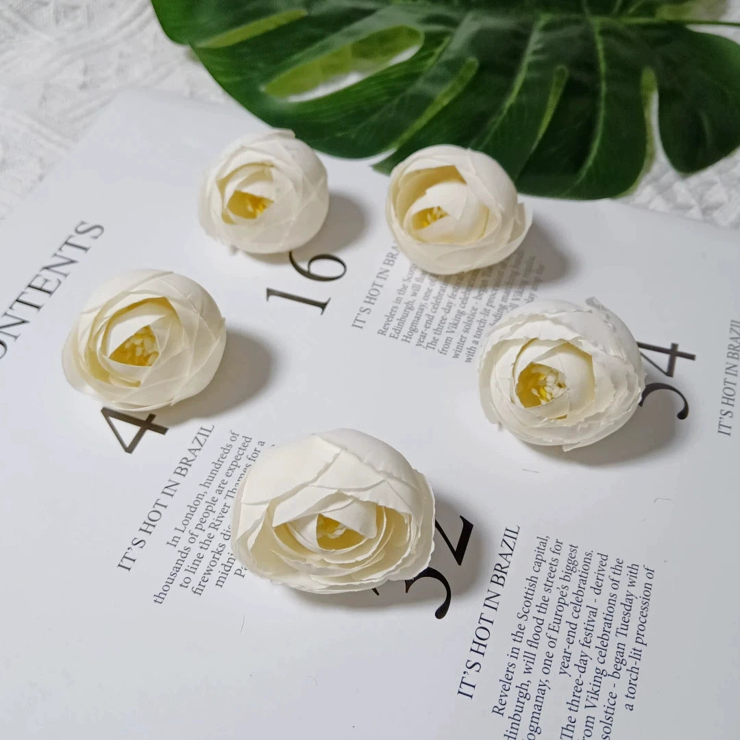 Lot de 10 Boutons de Rose Thé Rétro, 3,5cm, Qualité Réaliste pour DIY Mariage, Déco Champêtre, Guirlande, Ambiance Bohème Chic