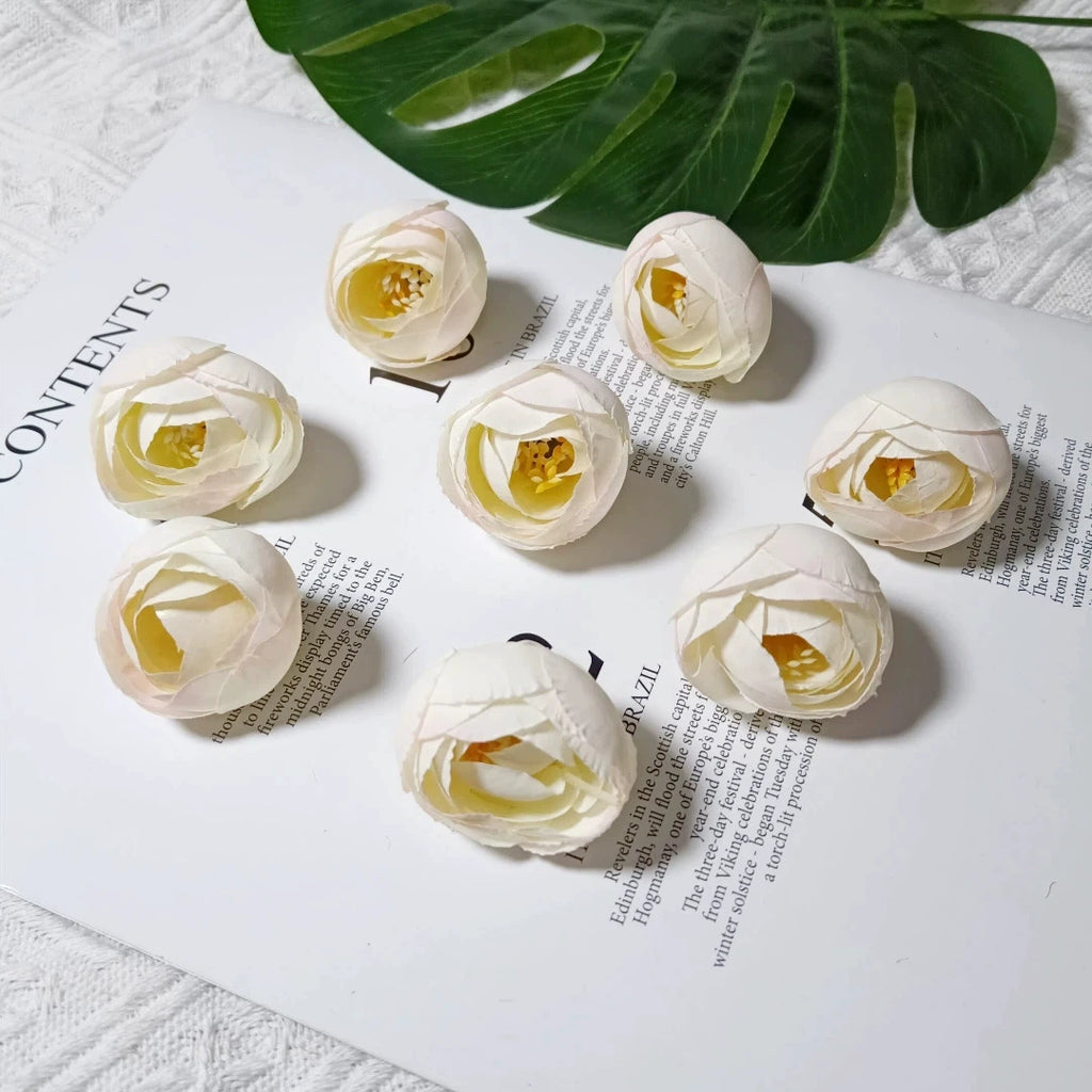 Lot de 10 Boutons de Rose Thé Rétro, 3,5cm, Qualité Réaliste pour DIY Mariage, Déco Champêtre, Guirlande, Ambiance Bohème Chic