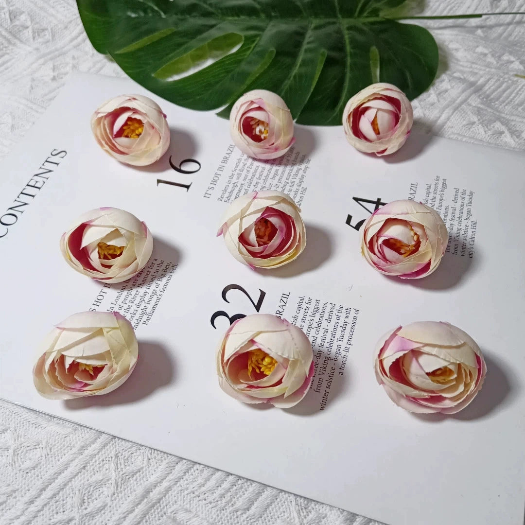 Lot de 10 Boutons de Rose Thé Rétro, 3,5cm, Qualité Réaliste pour DIY Mariage, Déco Champêtre, Guirlande, Ambiance Bohème Chic