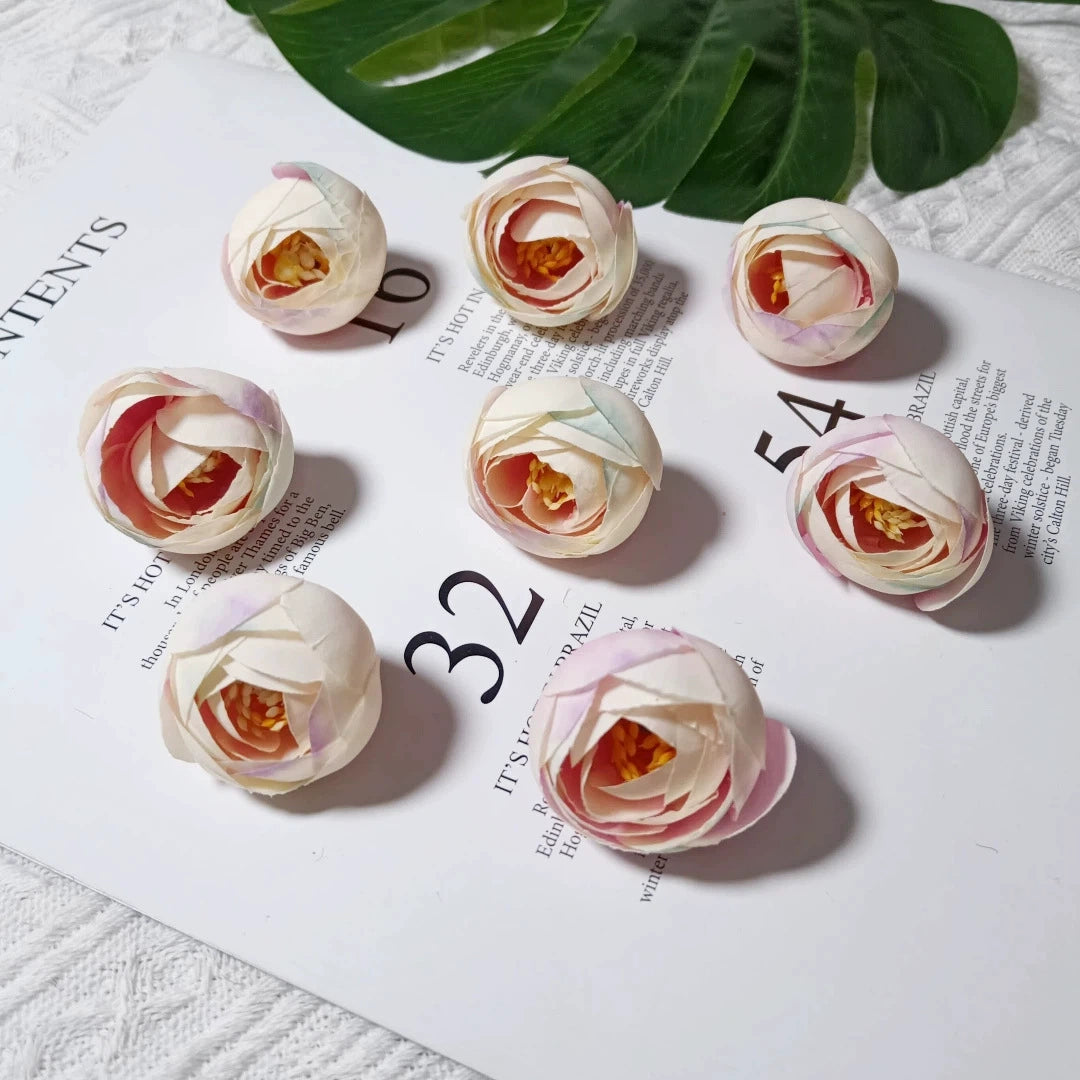 Lot de 10 Boutons de Rose Thé Rétro, 3,5cm, Qualité Réaliste pour DIY Mariage, Déco Champêtre, Guirlande, Ambiance Bohème Chic